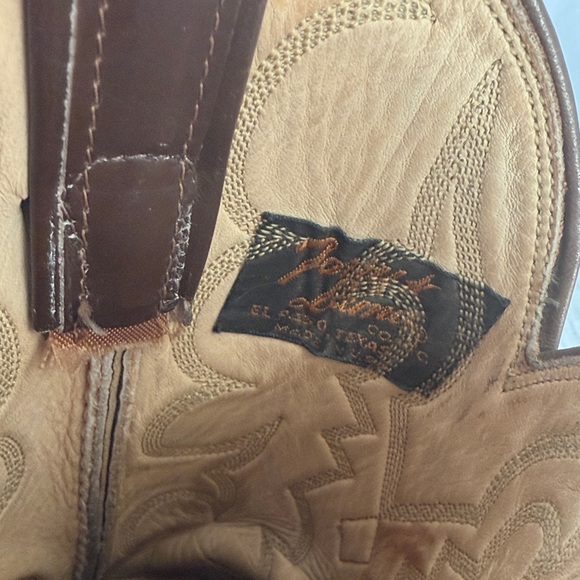 Tony Lama Brown and Teal Heeled Boots - Picture 5 of 6